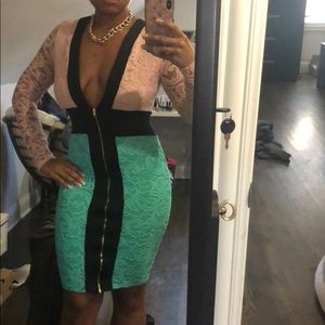 COLOR BLOCK MIDI DRESS